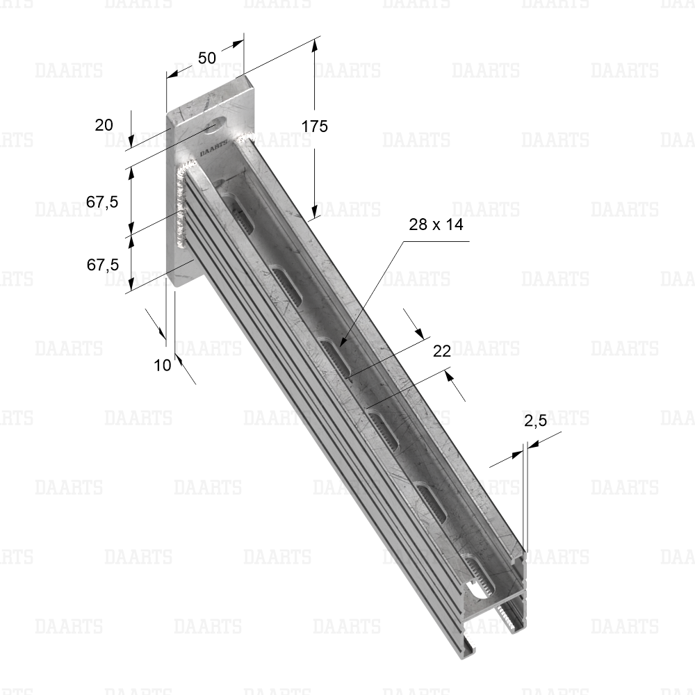 с размерами Консоль 41х41 2.5 DS MQL K двойная